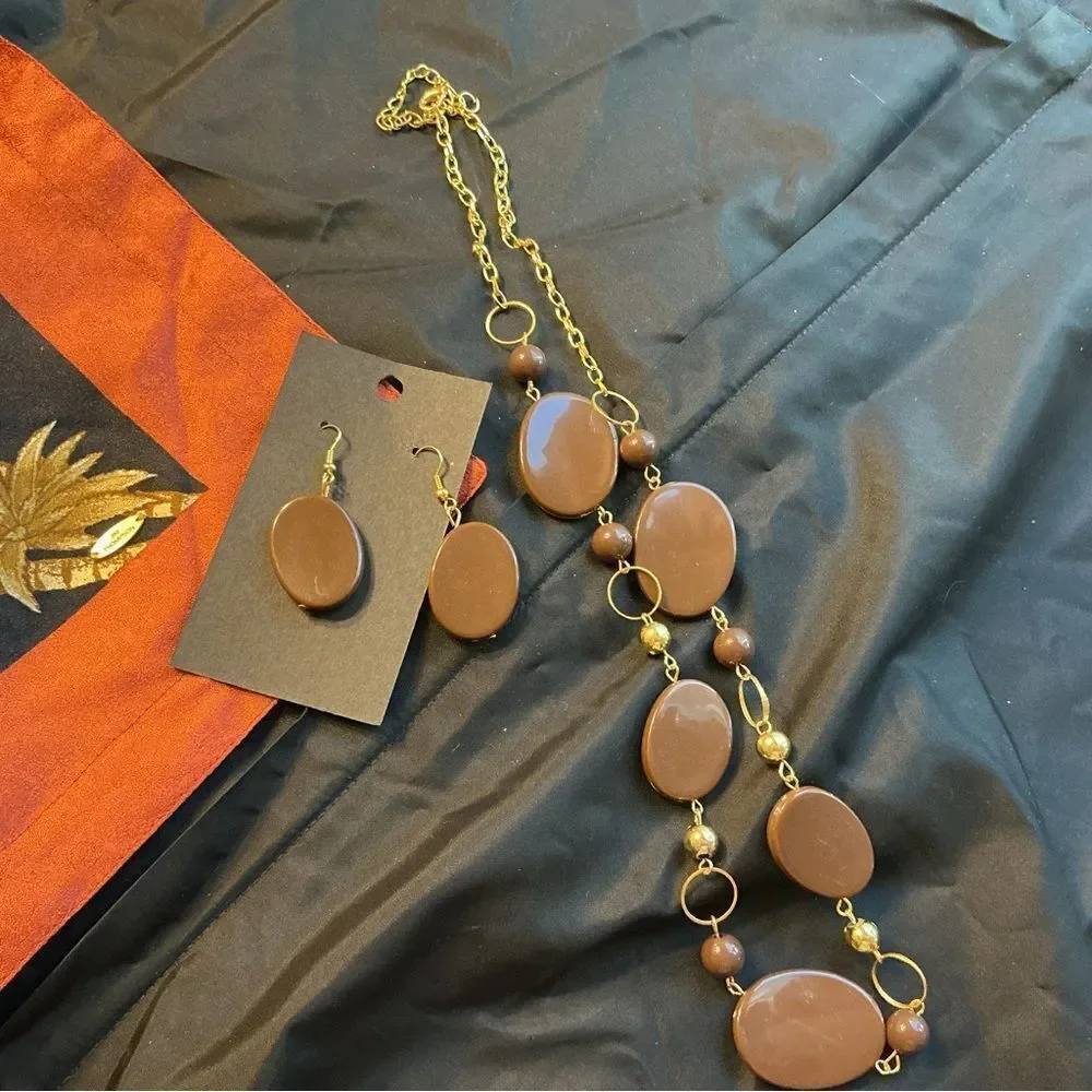 Elegant Brown and Gold Jewelry Set